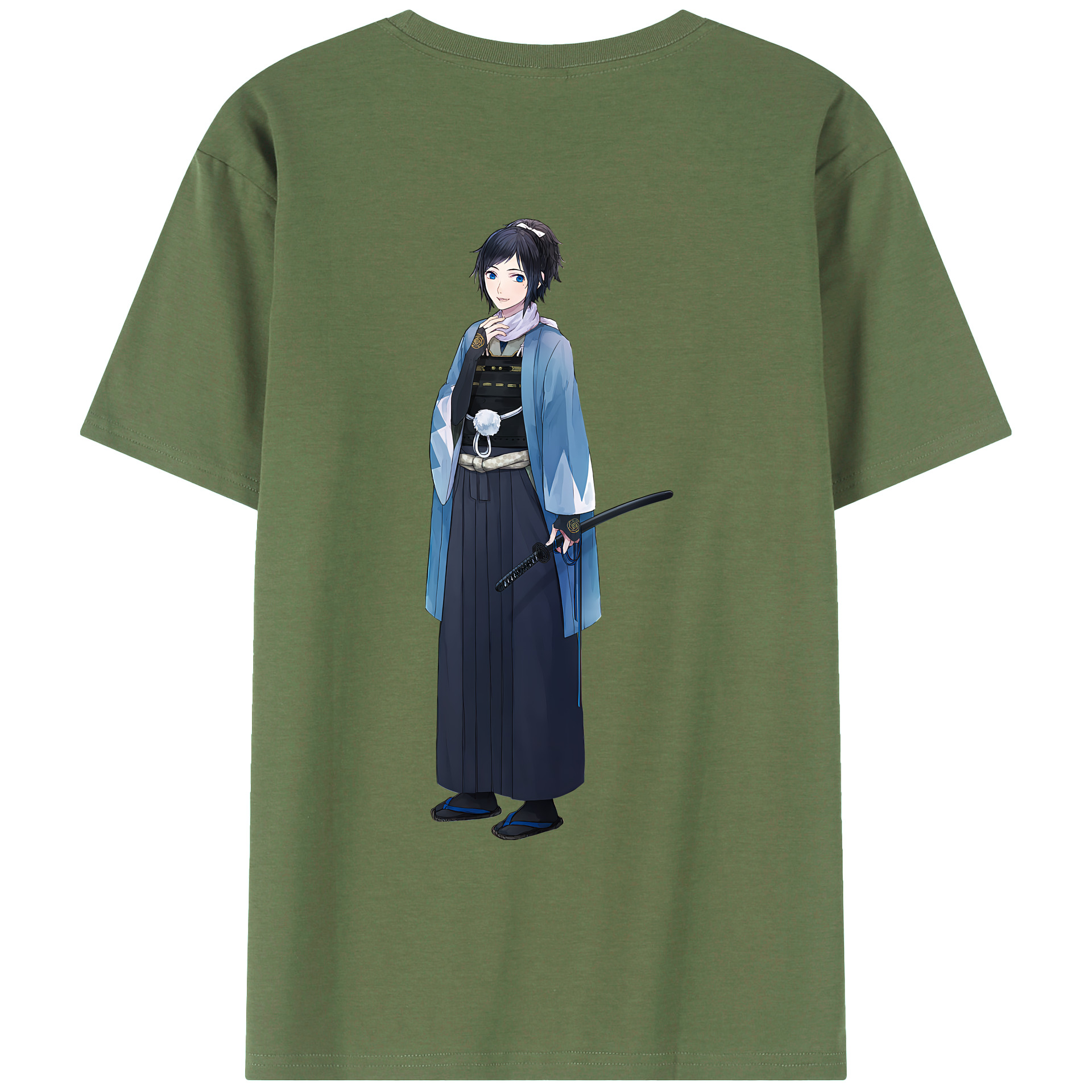 （画像用） 刀剣乱舞 Touken Ranbu 綿100％ メンズ半袖Tシャツ（バックプリント） 通気性
